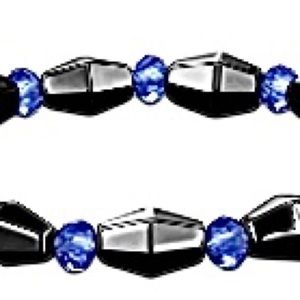💙 Hematites Black & Blue Magnetic Bead Bracelet Unisex 🖤